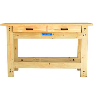 Bancada de Trabalho MILANO-2G Madeira Pinus Elliottii Maciça 1500 x 550 x 900mm com Tampo de Compensado Pinus de 30mm 2 Gavetas WOODWORKING-004BTMLDWW-2G