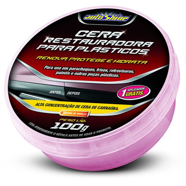 Cera de Carnaúba Restauradora para Plástico 100g com Aplicador AUTO SHINE-15025
