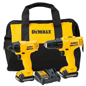 Combo 12V Parafusadeira e Furadeira 3/8Pol DCD700 + Parafusadeira de Impacto 1/4Pol DCF805 Com 2 Baterias 1,3Ah Carregador Bivolt e Bolsa DEWALT-DCK199C2