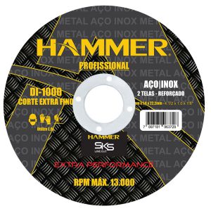Disco de Corte Extra Fino Aço Inox 115 x 1,0 x 22,2mm HAMMER-GYDI1000