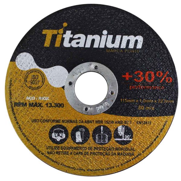 Disco de Corte Fino 4.1/2 x 1,0mm x 7/8Pol TITANIUM-A46TBF2T