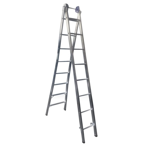 Escada Extensiva 4 em 1 2 x 8 Degraus em Alumínio REAL ESCADAS-EX08