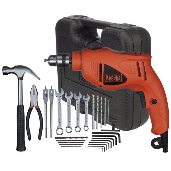 Furadeira de Impacto 3/8 Pol. 550W 110V com Maleta e Acessórios BLACK+DECKER-HD455K1