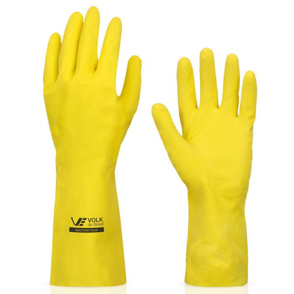Luva Multiuso Látex Standard Amarelo com Forro – Extra Grande VOLK-10.51.044.01-EG