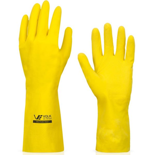 Luva Multiuso Látex Standard Amarelo com Forro – Média VOLK-10.51.044.01-M