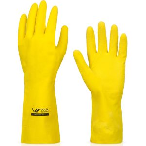 Luva Multiuso Látex Standard Amarelo com Forro – Pequena VOLK-10.51.044.01-P