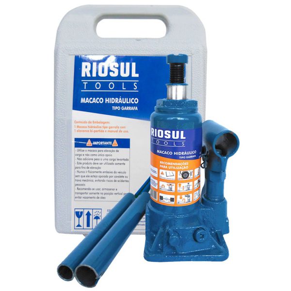 Macaco Garrafa Hidráulico 4 Toneladas com Maleta RIOSUL TOOLS-070012