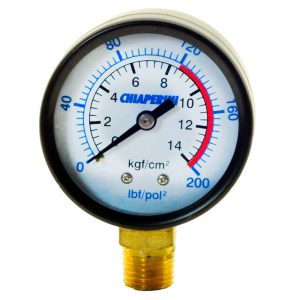 Manômetro Analógico 200 PSI 50mm 1/4 Pol. NPT Vertical CHIAPERINI-2169