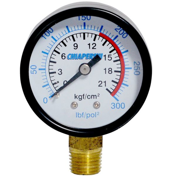 Manômetro Analógico 300 PSI 50mm 1/4 Pol. NPT Vertical CHIAPERINI-2175