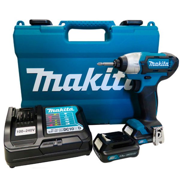 Parafusadeira de Impacto a Bateria 12V Li-Ion 1/4 Pol. com Carregador 2 Bat. e Maleta MAKITA-TD110DWYE