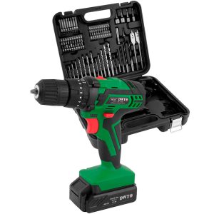 Parafusadeira/Furadeira de Impacto a Bateria 12V Li-Ion 3/8 Pol. Carregador Maleta e 74 Acessórios DWT BY VONDER-PFD074