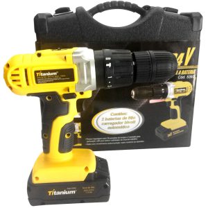Parafusadeira/Furadeira de Impacto a Bateria 24V Li-Ion 1/2 Pol. com Carregador 2 Baterias e Maleta TITANIUM-5392