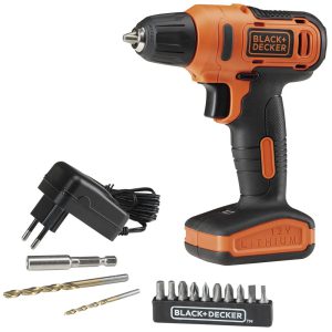 Parafusadeira/Furadeira a Bateria 12V Li-Ion Vel. Variável e Reversível com Carregador Bivolt e Acessórios BLACK+DECKER-LD12S-BR