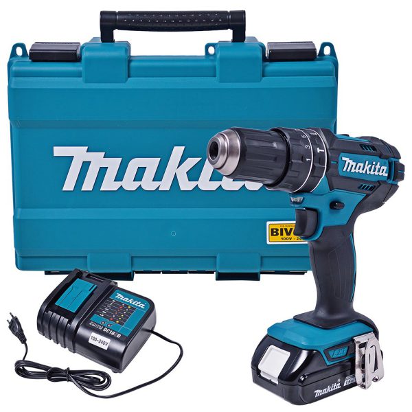 Parafusadeira/Furadeira de Impacto a Bateria 18V Li-Ion Motor 4 Polos com Carregador e Maleta MAKITA-DHP482SY