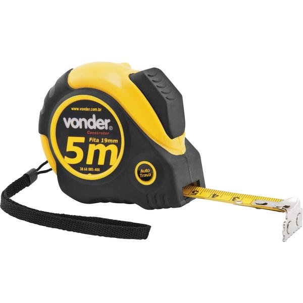 Trena Curta De Aço Autotrava Construtor 5 m X 19 mm VONDER-3868005400