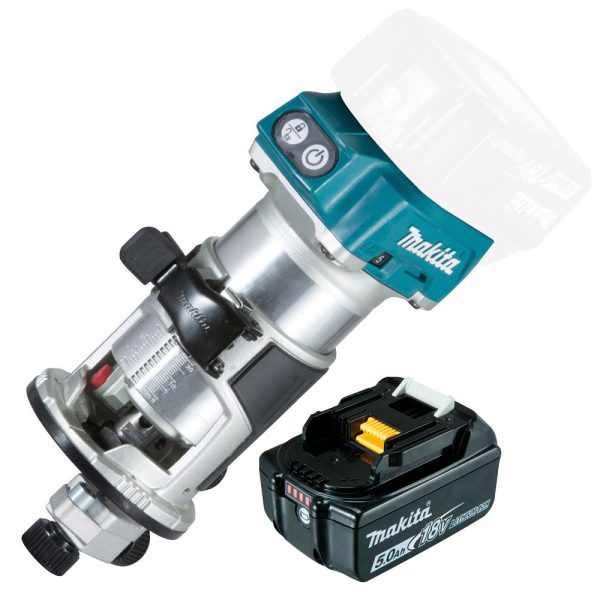 Tupia Profissional 6 e 8mm com Bateria 18V 5Ah Li-Ion sem Carregador MAKITA-DRT50ZP