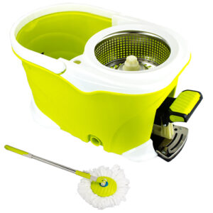 Balde Spin Mop 360 Inox com Pedal Alumínio Completo – Verde