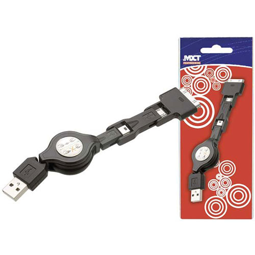 Cabo Usb Micro-Mini Retrátil para Iphone/Ipad 3×1 80cm