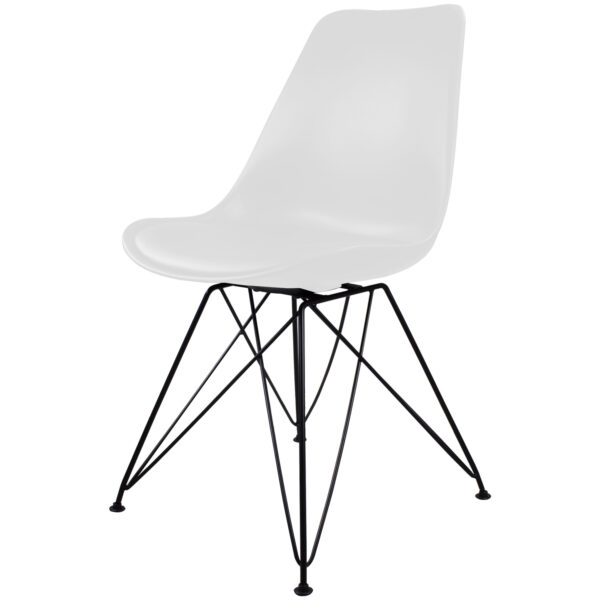 Cadeira Charles Eames Branca com Pés de Metal – TCEM02