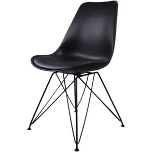 Cadeira Charles Eames Preto com Pés de Metal – TCEM01