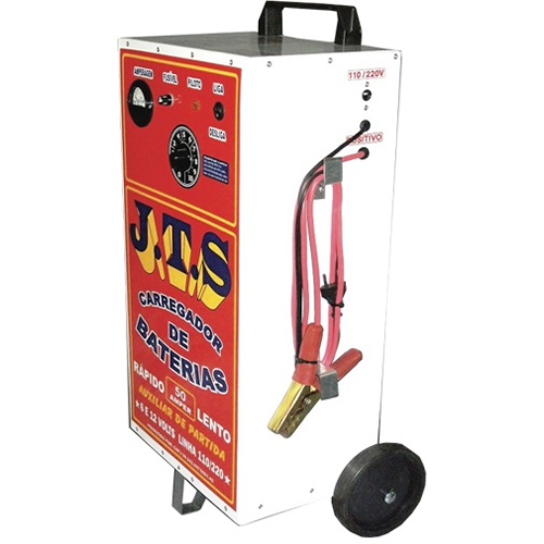Carregador de bateria 50 ampéres com carrinho de carga lenta e rápida auxiliar de partida- JTS003