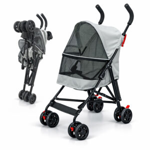Carrinho de Passeio Pet com Porta Copo para Cães e Gatos 5kg Dobrável