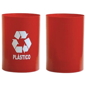Cesto Vermelho com adesivo ” plastico ” – sem tampa 30×24 – 14 litros