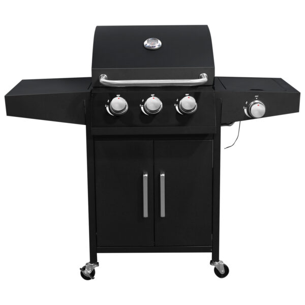 Churrasqueira a Gás 3 Queimadores Centrais 1 Lateral Americana a Bafo Carrinho