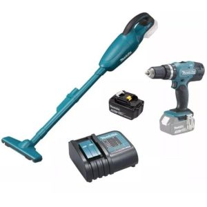 Combo Parafusadeira/ Furadeira de Impacto e Aspirador de Pó a Bateria 18V com Carregador e 1 Bateria MAKITA-KITDHP453+DCL
