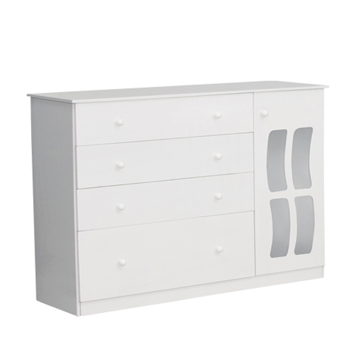 Cômoda Letícia 1 Gaveta e 4 Gavetas Branca MDF