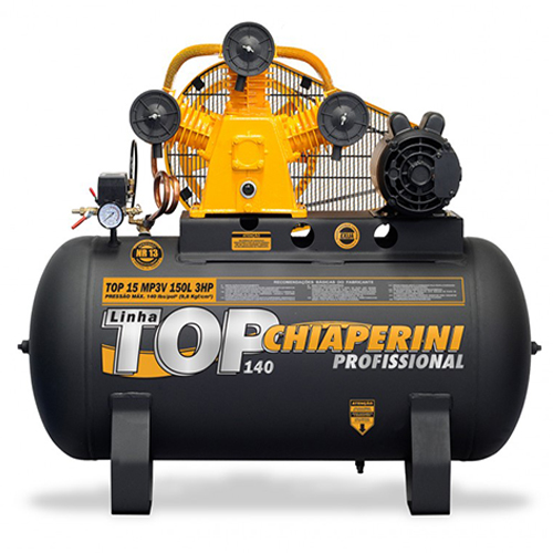 Compressor de Ar Monofásico 3Hp, 140 libras, 15 pés, 150 Litros – TOP15MP3V150LTM