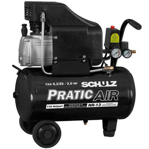 Compressor de Ar baixa pressão 8,2 pés 22 Litros Monofásico – CSA8,2/25 – PRATIC AIR