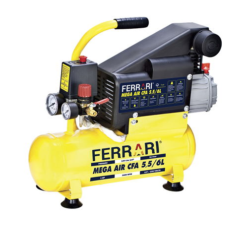 Compressor de Ar Mega Air Motor 1 HP 750 watts 120Lbs – C-6L
