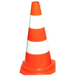 Cone de sinalização altura de 50 cm 2 faixas branco e laranja