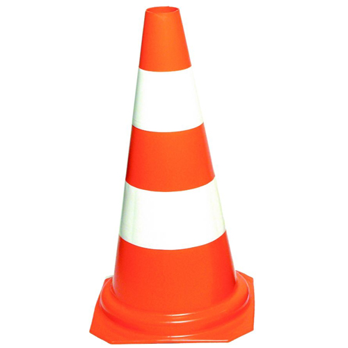Cone de sinalização altura de 50 cm 2 faixas branco e laranja