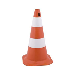 Cone de sinalização altura de 75 cm – 2 faixas branco e laranja