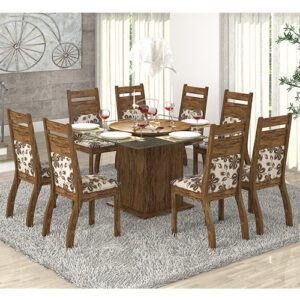 Conjunto Sala Dora E Mesa e 8 Cadeiras Avelã / Lumini