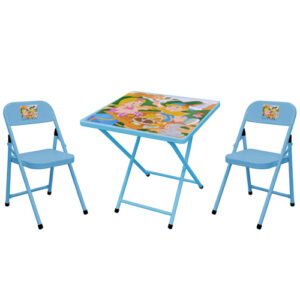 Conjunto Sapeca Mesa Quadrada com 2 Cadeiras Azuis PIC NIC