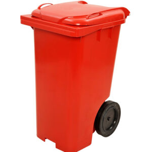 Contentor / coletor de 240 Litros vermelho com rodas