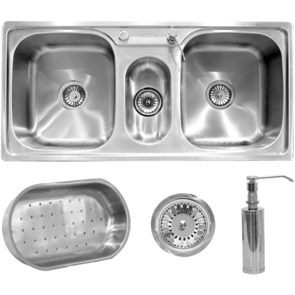 Cuba Aço Inox 304 Dupla com Escorredor Pia Cozinha Gourmet com Acessórios
