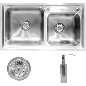 Cuba Aço Inox 304 Dupla Pia Cozinha Gourmet com Acessórios