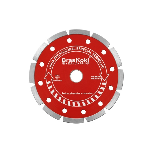 Disco Diamantado 180X25,4Mm e Bucha 22,3 mm – Vermelho