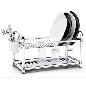 Escorredor 20 Pratos Inox Montado com Porta Talheres Plástico – MAK-INOX
