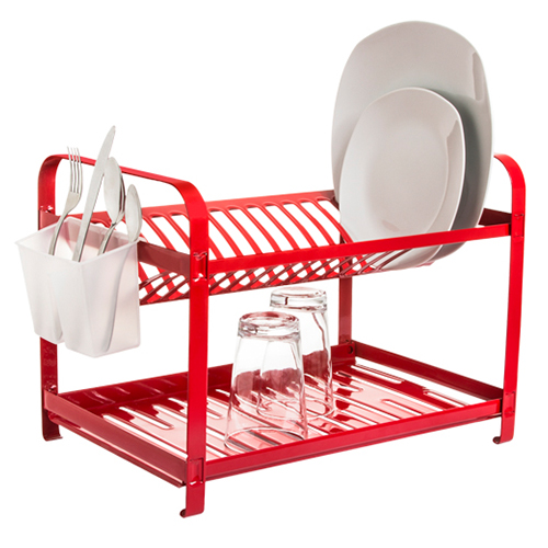 Escorredor de Pratos Aço Inox Vermelho Epóxi 16 Pratos – MAK-INOX