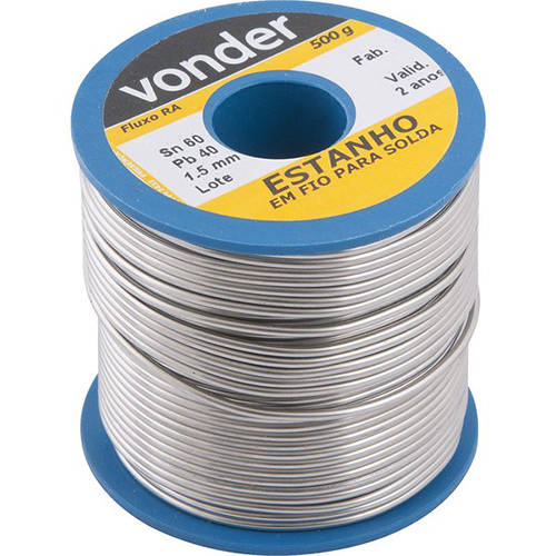 Estanho em fio, 1,5 mm, 60 x 40, com 500 g