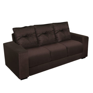 Sofá Estofado Valência 3 Lugares Suede Liso Marrom Escuro