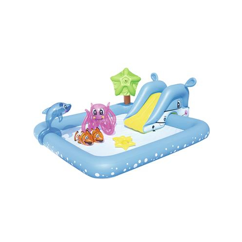 Fantástica Piscina Aquário de Jogo 1 Golfinho 2 Peixes Palhaços 1 Polvo 2 Aros – 308 Litros 2.39m x 2.06m x 86cm