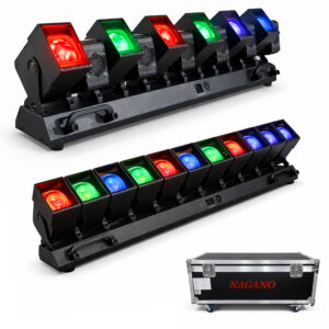 Kit 2 Barras Giratória Máquina Led RGB 12 Cabeças 800w
