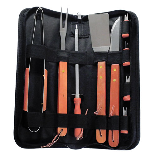 Kit Churrasco 10 Peças com Bolsa de Nylon – Preta