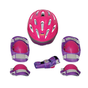 Kit de Proteção Radical com Capacete Cotoveleiras Joelheiras Luvas – G – Rosa